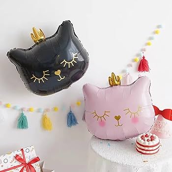 猫バルーン　ピンク　ガーリー　ネコ　王冠　誕生日　韓国　飾り　女の子　イベント Amazon.co.jp: クラウンバルーン かわいい猫 風船 動物風船